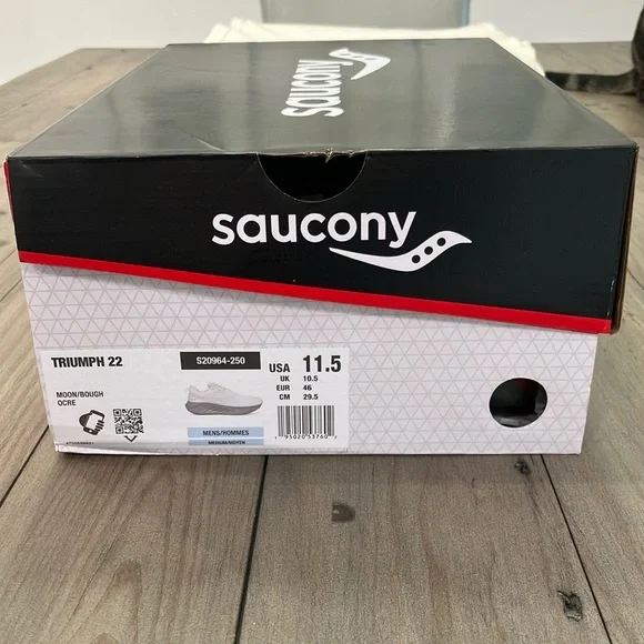 Saucony Triumph 22 Men's 11.5 Moon White and Gray Running Shoes - Picture 2 of 7